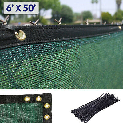 6' X 50' Fence Windscreen Privacy Screen Shade Cover Fabric Mesh Tarp, Green