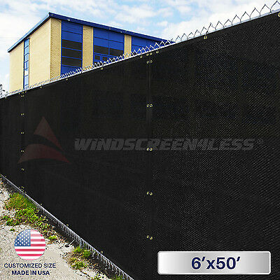 6'x50' Feet Black Privacy Fence Windscreen Yard Garden Shade Mesh Fabric Cover