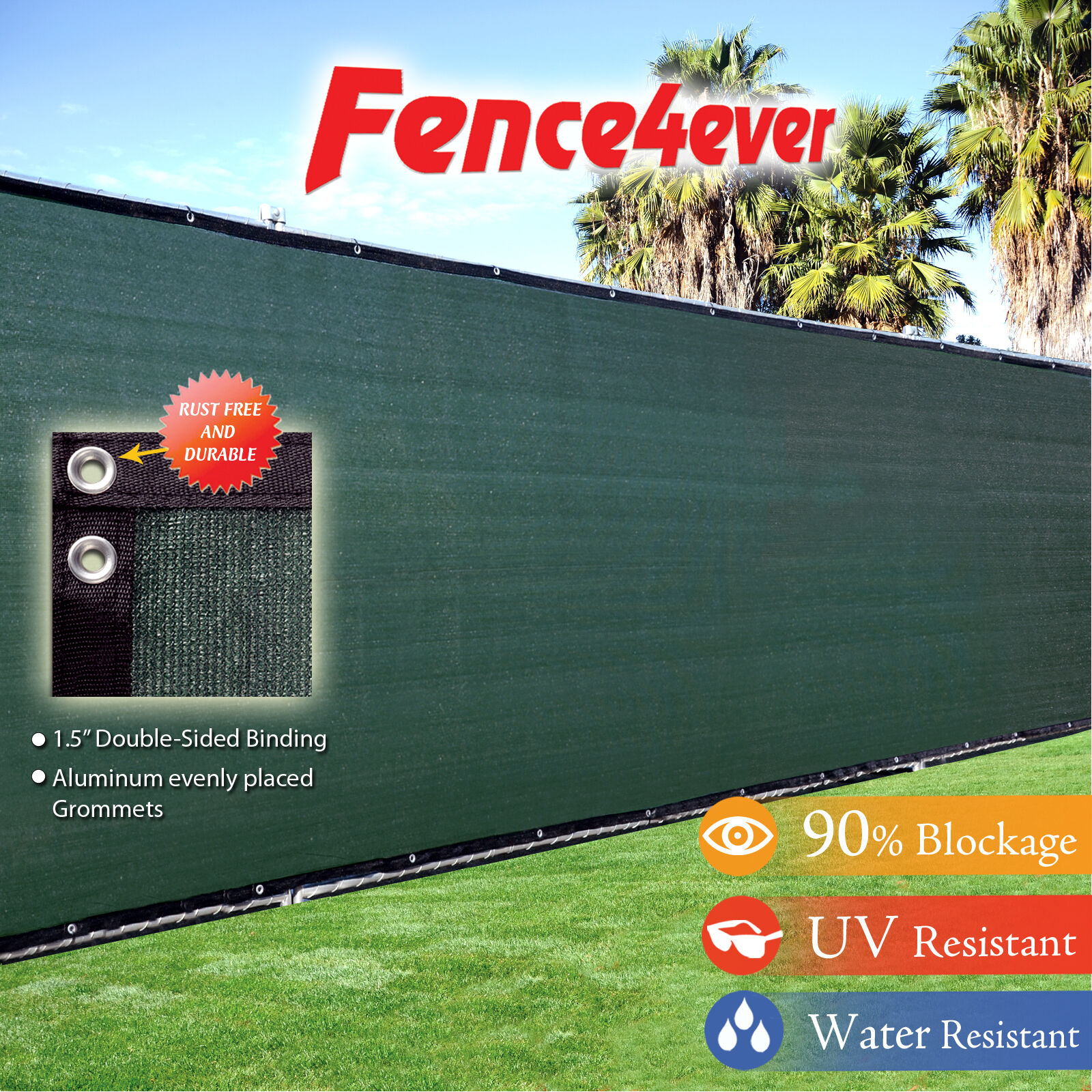 Green 4' 5' 6' 8' Tall Fence Windscreen Privacy Screen Shade Cover Mesh Outdoor